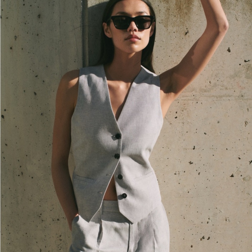 Tailored Grey Women's Button Vest